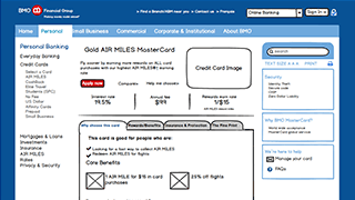 BMO MasterCard Features Wireframe