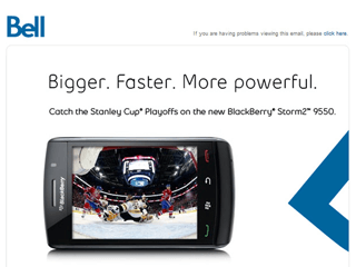 Bell Canada - NHL/BlackBerry® Storm2™ - Email  Coding