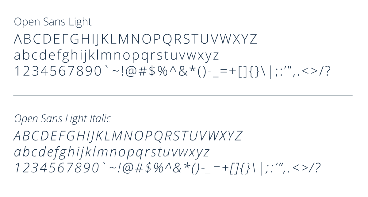 Open Sans Light normal and italic