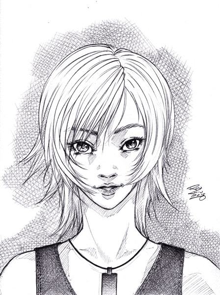 Sketch of Aya Brea from Parasyte Eve