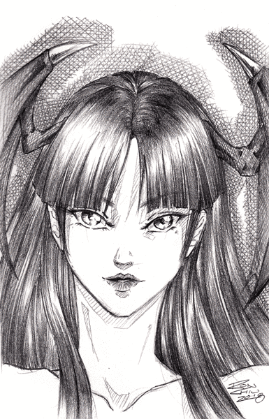 Sketch of Morrigan from Darkstalkers