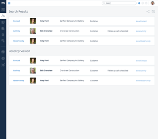 Method:CRM - Collapsed Sidebar - Search Results