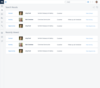 Method:CRM - Collapsed Sidebar - Search Results