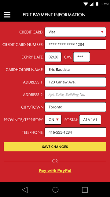 Rapid Transit - Payment Info