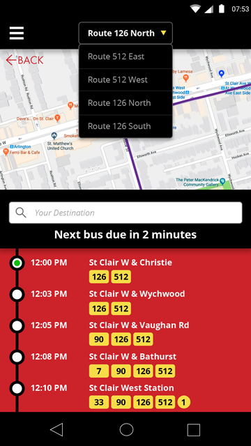 Rapid Transit - Routes Dropdown