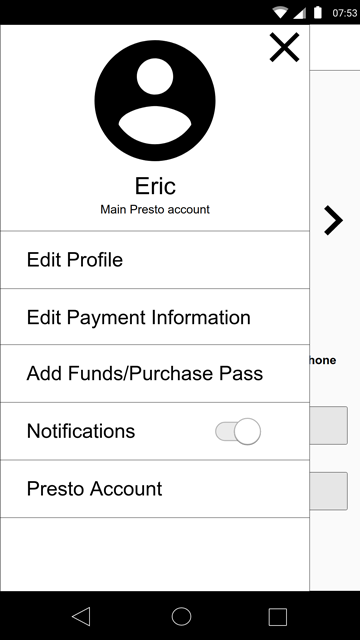 Wireframe - Slide Menu