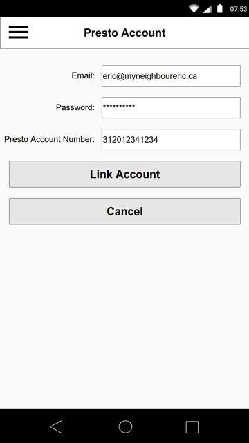 Wireframe - Presto Link