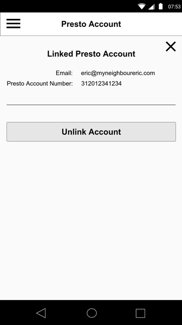 Wireframe - Presto Link Confirmation