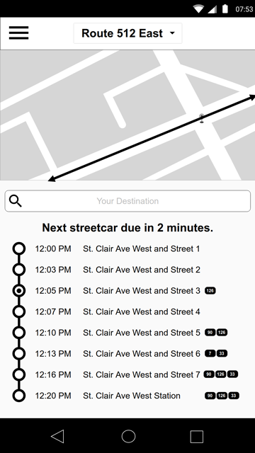 Wireframe - Routes and Schedules